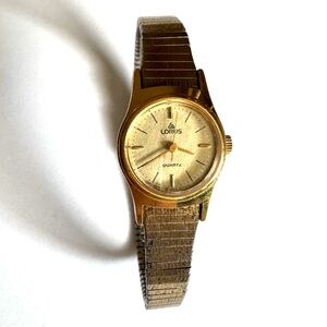 Vintage Lorus Y481-0570 Gold Tone Quartz Womens Watch Flexible Bracelet